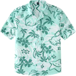 siliteelon Boys Hawaiian Shirts Short Sleeve Cotton Summer Beach Button Down Casual Aloha Luau Shirts for Kids