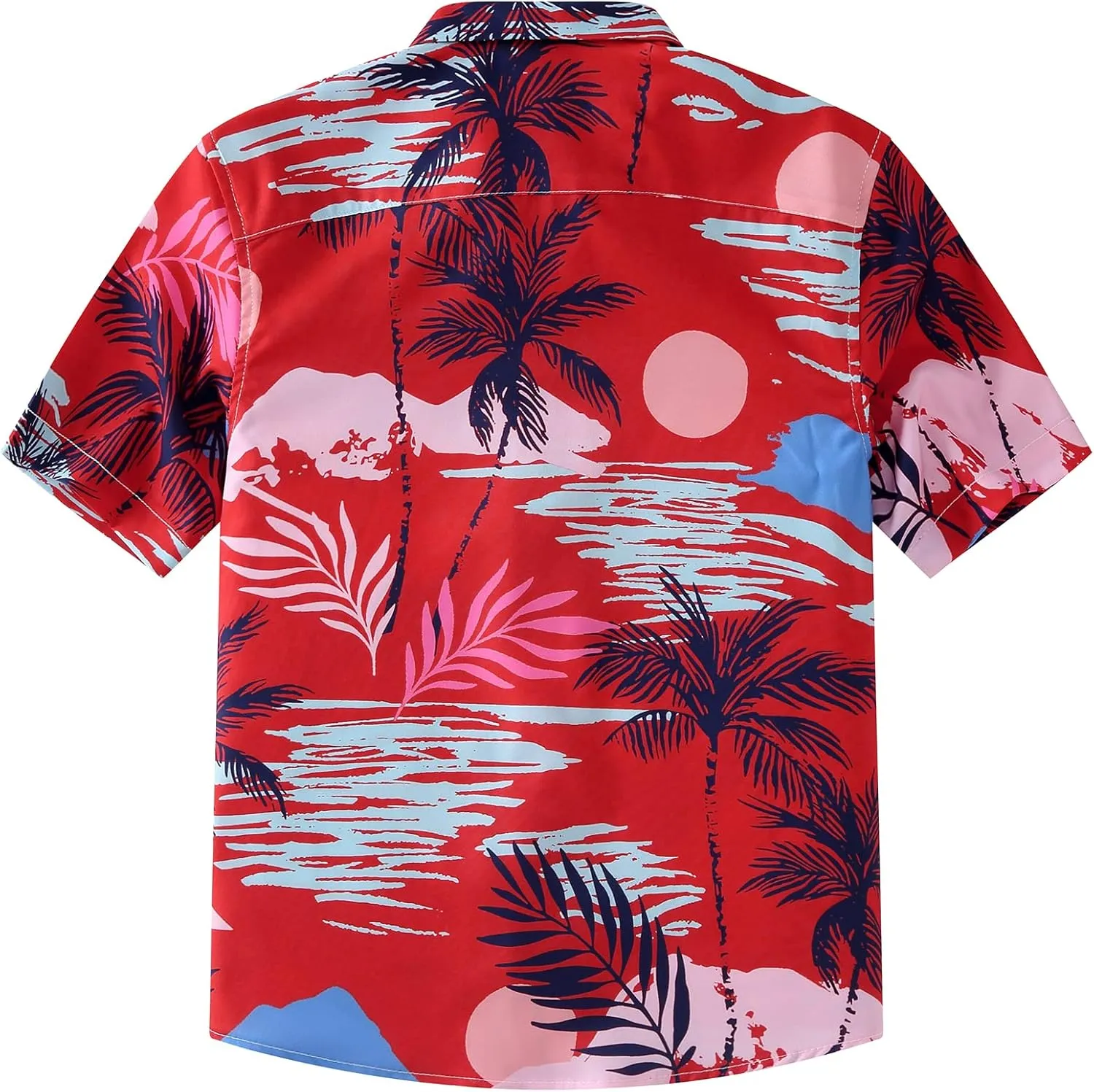 siliteelon Boys Hawaiian Shirts Short Sleeve Cotton Summer Beach Button Down Casual Aloha Luau Shirts for Kids