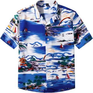 siliteelon Boys Hawaiian Shirts Short Sleeve Cotton Summer Beach Button Down Casual Aloha Luau Shirts for Kids