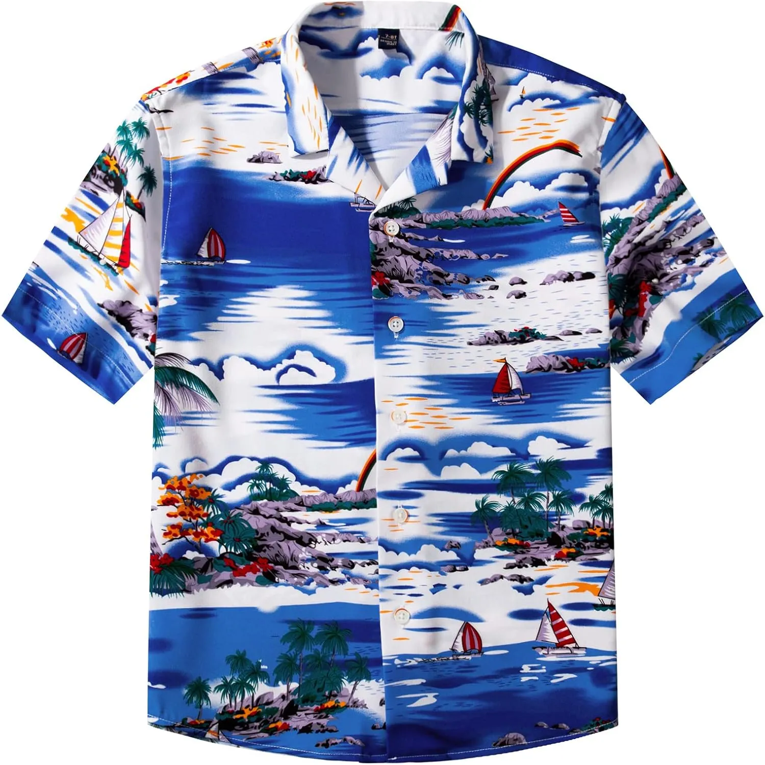 siliteelon Boys Hawaiian Shirts Short Sleeve Cotton Summer Beach Button Down Casual Aloha Luau Shirts for Kids