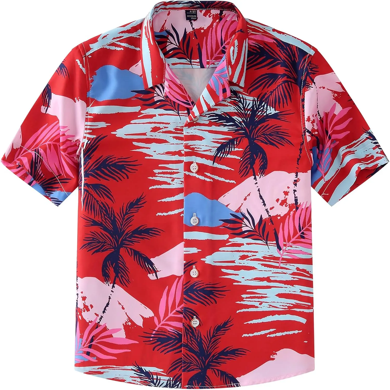 siliteelon Boys Hawaiian Shirts Short Sleeve Cotton Summer Beach Button Down Casual Aloha Luau Shirts for Kids