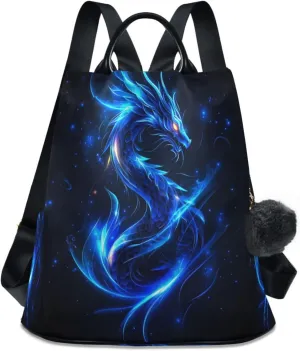 Sinestour Dragon Blue Backpack Purse Anti-Theft Casual Travel Rucksack Fashion Lightweight Shoulder Bag for tag1