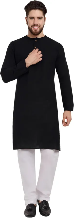 SKAVIJ Men's Indian Kurta Pajama Kaftan Cotton Henley Casual Gown Pants Shirt Set Gift For Men