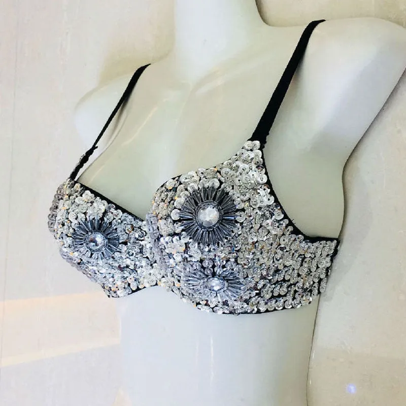Sliver Shiny Sequined 2 Piece Set