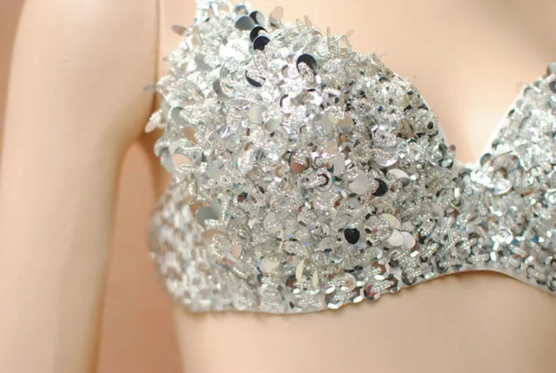 Sliver Shiny Sequined 2 Piece Set