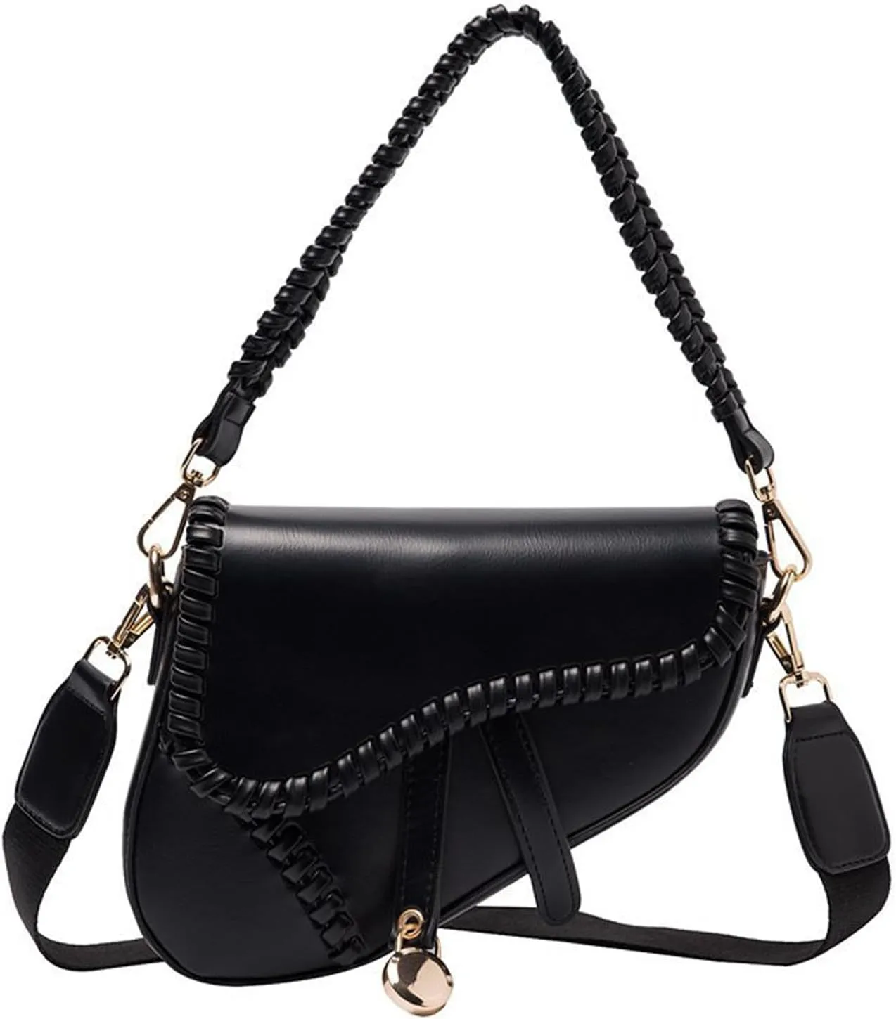 Small Saddle Shoulder Bag for Women Crossbody Satchel Clutch Purse Genuine Leather for Casual Looks
