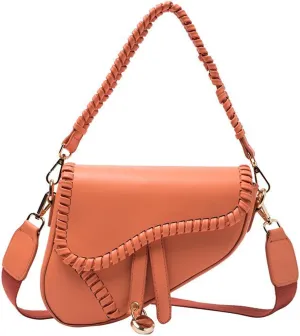 Small Saddle Shoulder Bag for Women Crossbody Satchel Clutch Purse Genuine Leather for Casual Looks