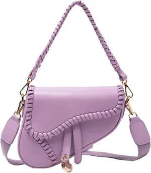 Small Saddle Shoulder Bag for Women Crossbody Satchel Clutch Purse Genuine Leather for Casual Looks