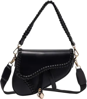 Small Saddle Shoulder Bag for Women Crossbody Satchel Clutch Purse Genuine Leather for Casual Looks
