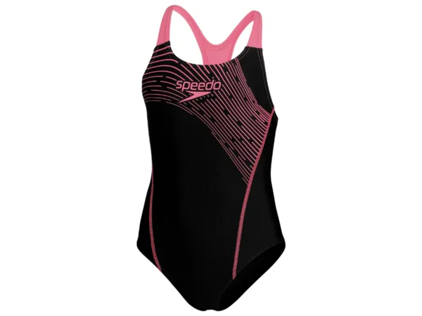 Speedo Medley Logo Medalist Ladies Swimsuit (Black/Pink)