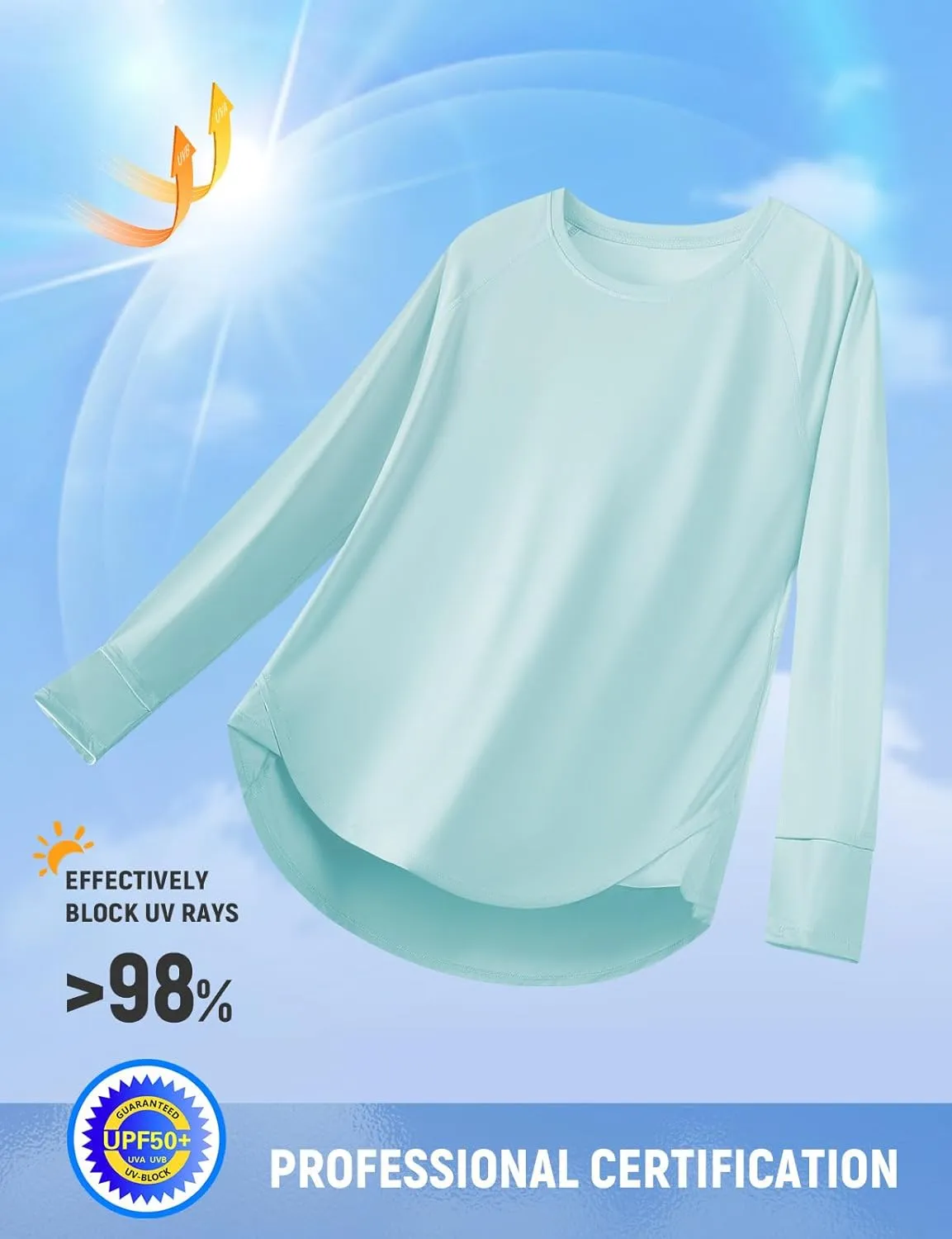 SPEXIAL Women's Sun Shirts UPF 50  UV Protection Long Sleeve SPF Hiking Running Tops Quick Dry Lightweight Outdoor
