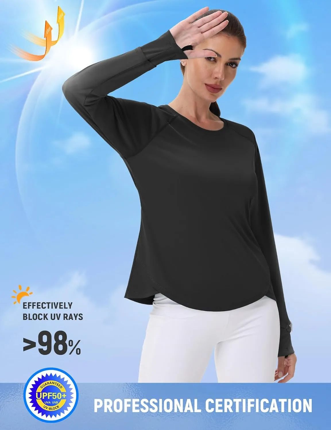 SPEXIAL Women's Sun Shirts UPF 50  UV Protection Long Sleeve SPF Hiking Running Tops Quick Dry Lightweight Outdoor