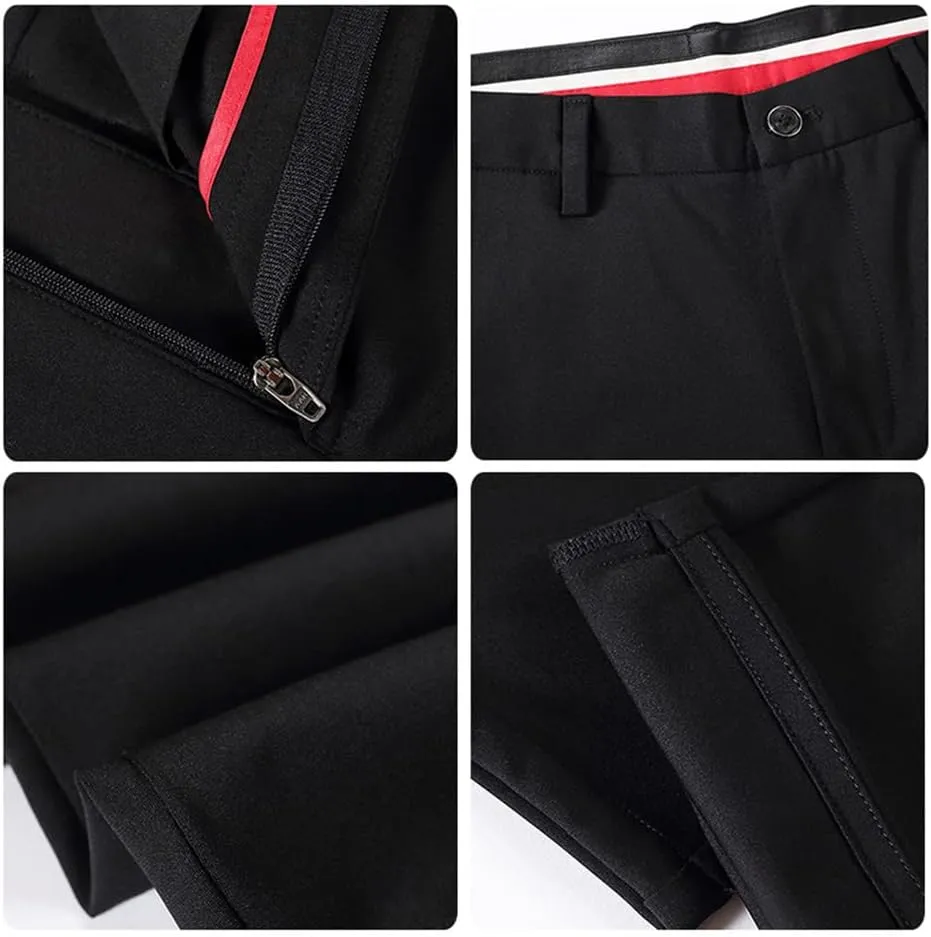 Spring Summer Men Casual Pants, Male Cotton Business Full Length Flat Trousers