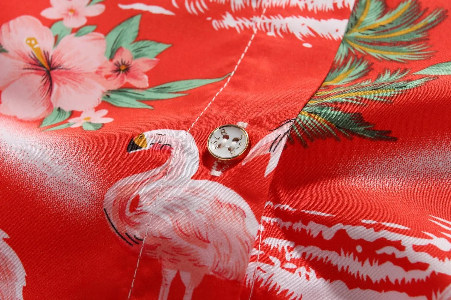 SSLR Hawaiian Shirts for Women Flamingo Shirt Tropical Shirts for Women Summer Casual Short Sleeve