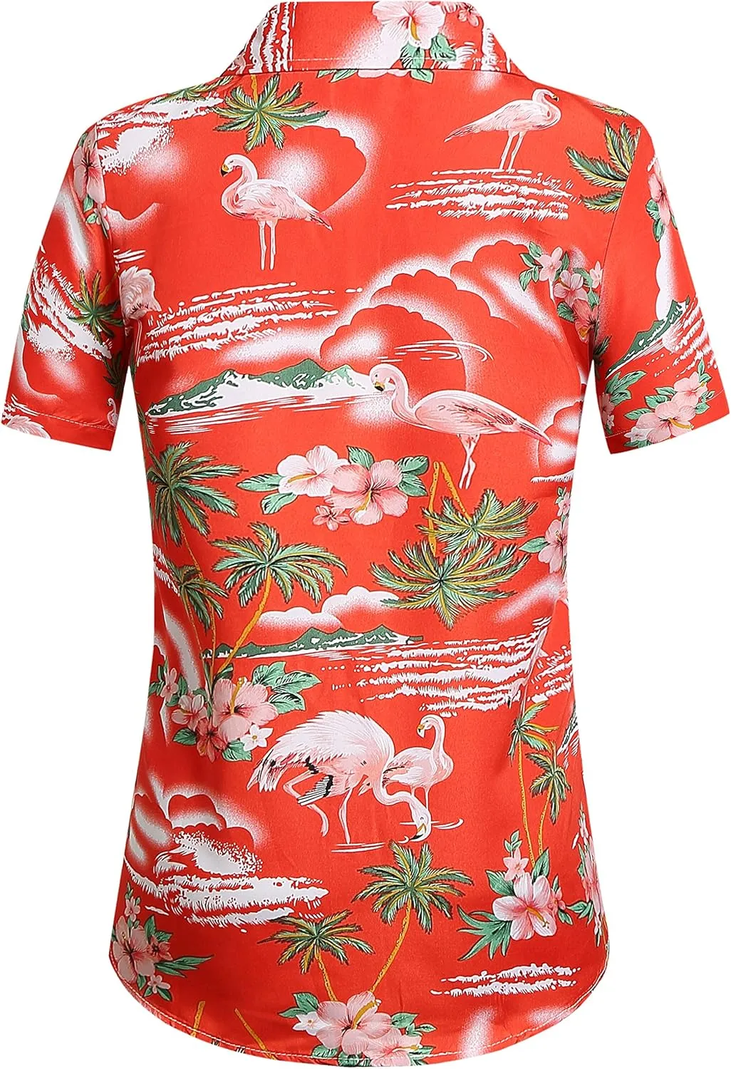 SSLR Hawaiian Shirts for Women Flamingo Shirt Tropical Shirts for Women Summer Casual Short Sleeve