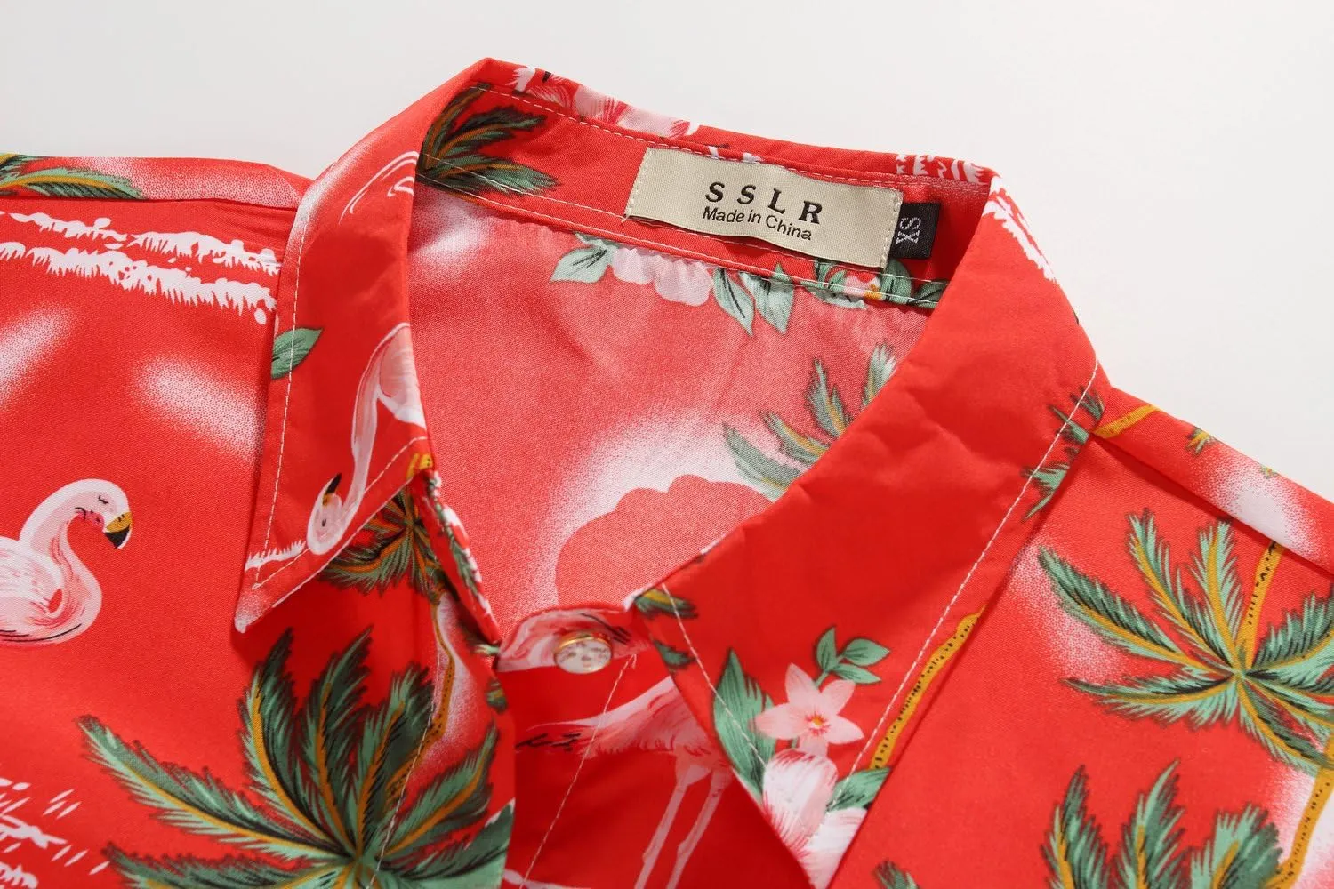 SSLR Hawaiian Shirts for Women Flamingo Shirt Tropical Shirts for Women Summer Casual Short Sleeve