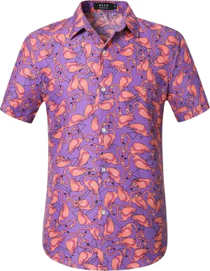 SSLR Mens Short Sleeve Button Down Shirts Casual Summer Hawaiian Shirts for Men