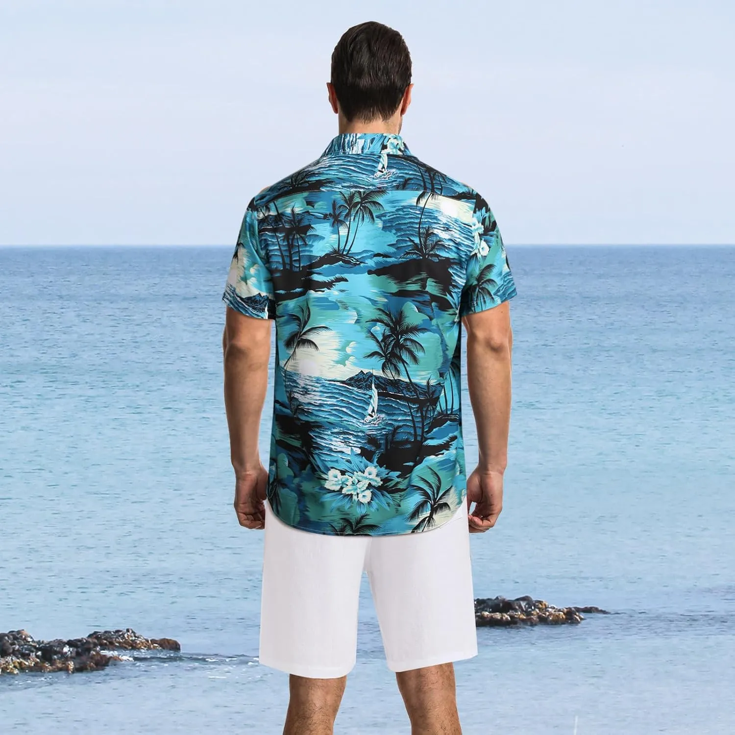 Sumolux Mens Hawaiian Shirts Floral Button Down Tropical Holiday Beach Shirts