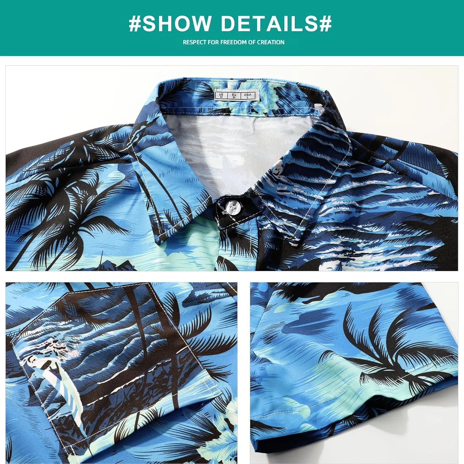 Sumolux Mens Hawaiian Shirts Floral Button Down Tropical Holiday Beach Shirts