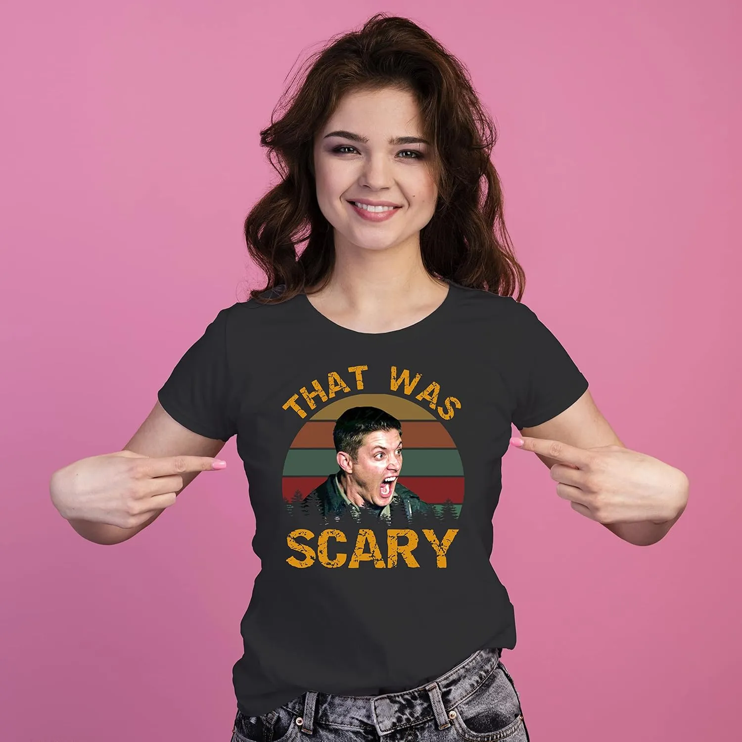 Supernatural Dean Winchester That was Scary Vintage Sunset T-Shirt