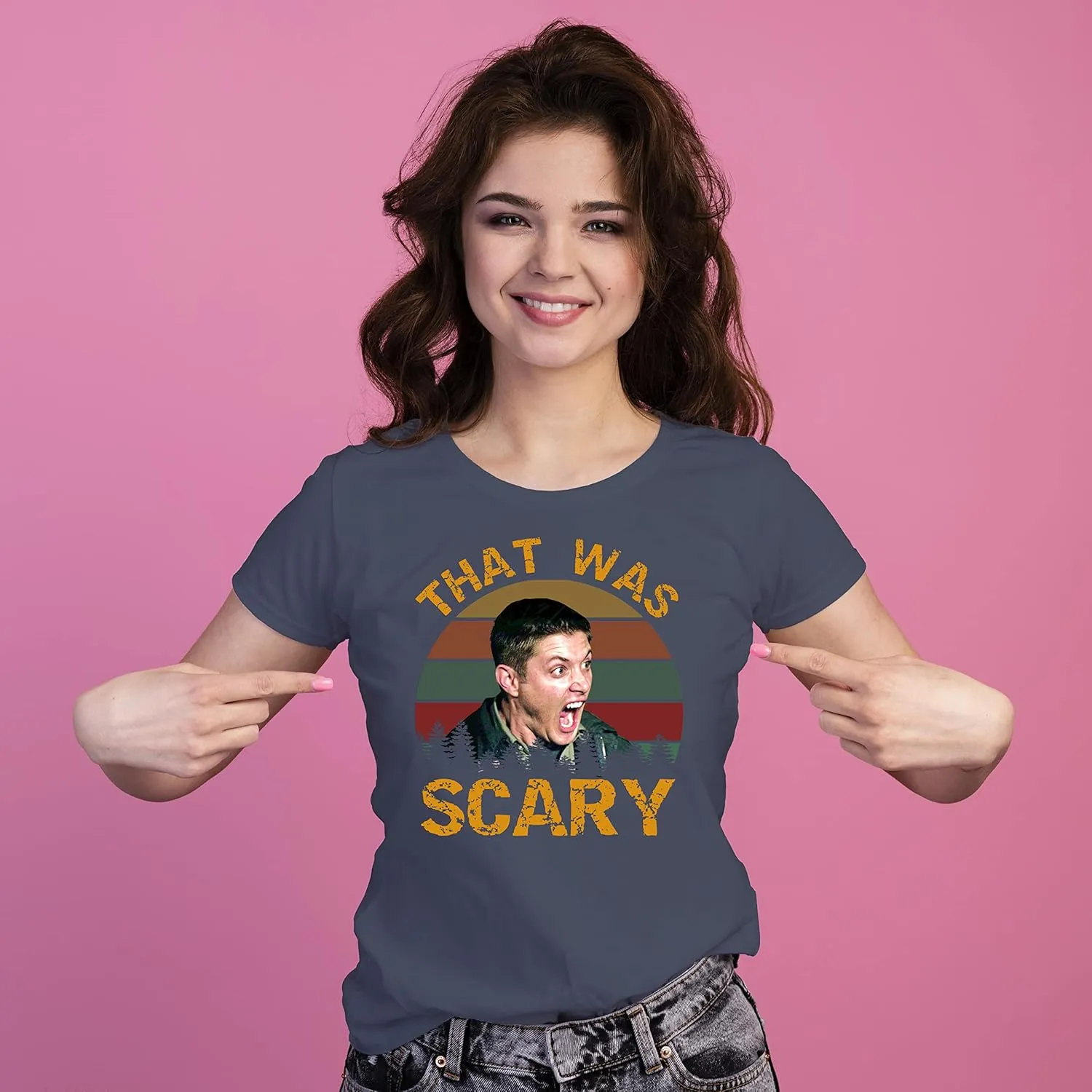 Supernatural Dean Winchester That was Scary Vintage Sunset T-Shirt