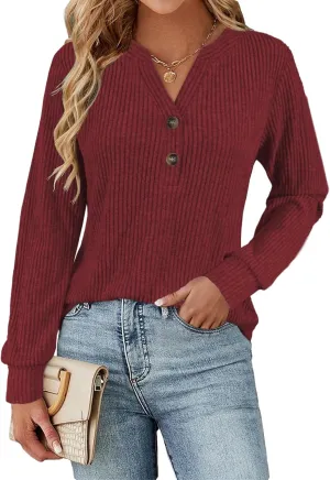 Sweaters for Women Fall Fashion Tops Long Sleeve Shirts Casual V Neck Sweatshirts Trendy Ladies Clothes S-XXL