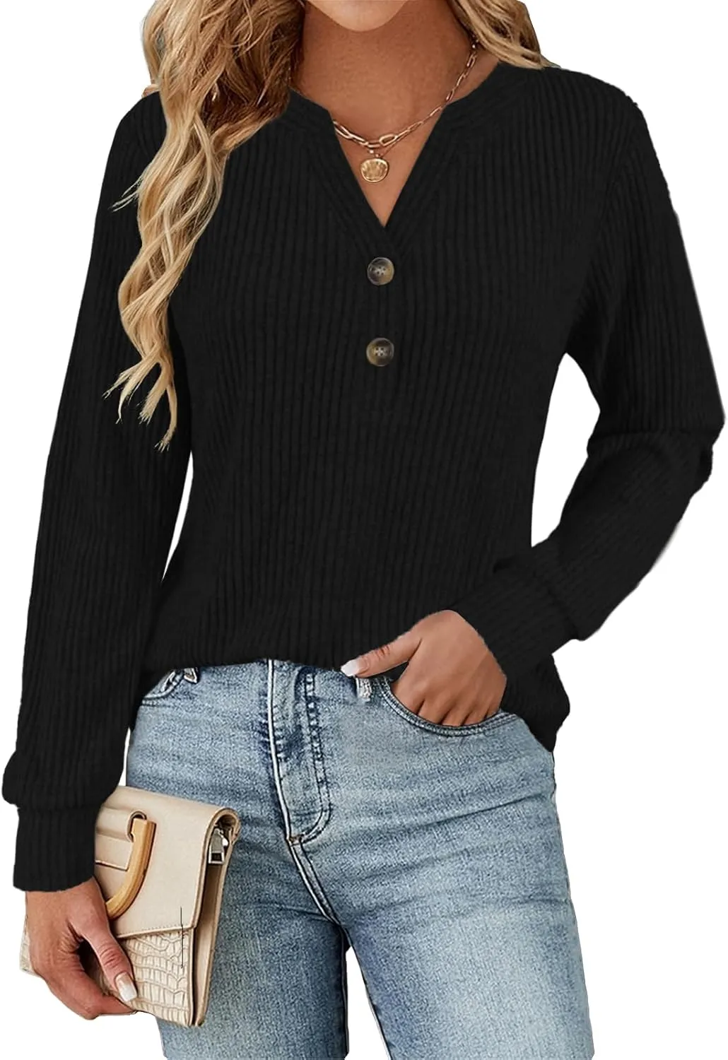 Sweaters for Women Fall Fashion Tops Long Sleeve Shirts Casual V Neck Sweatshirts Trendy Ladies Clothes S-XXL
