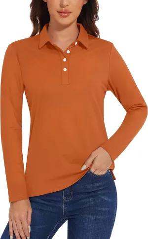 TACVASEN Polo Shirts for Women Casual T-Shirts Long Sleeve Golf Tops