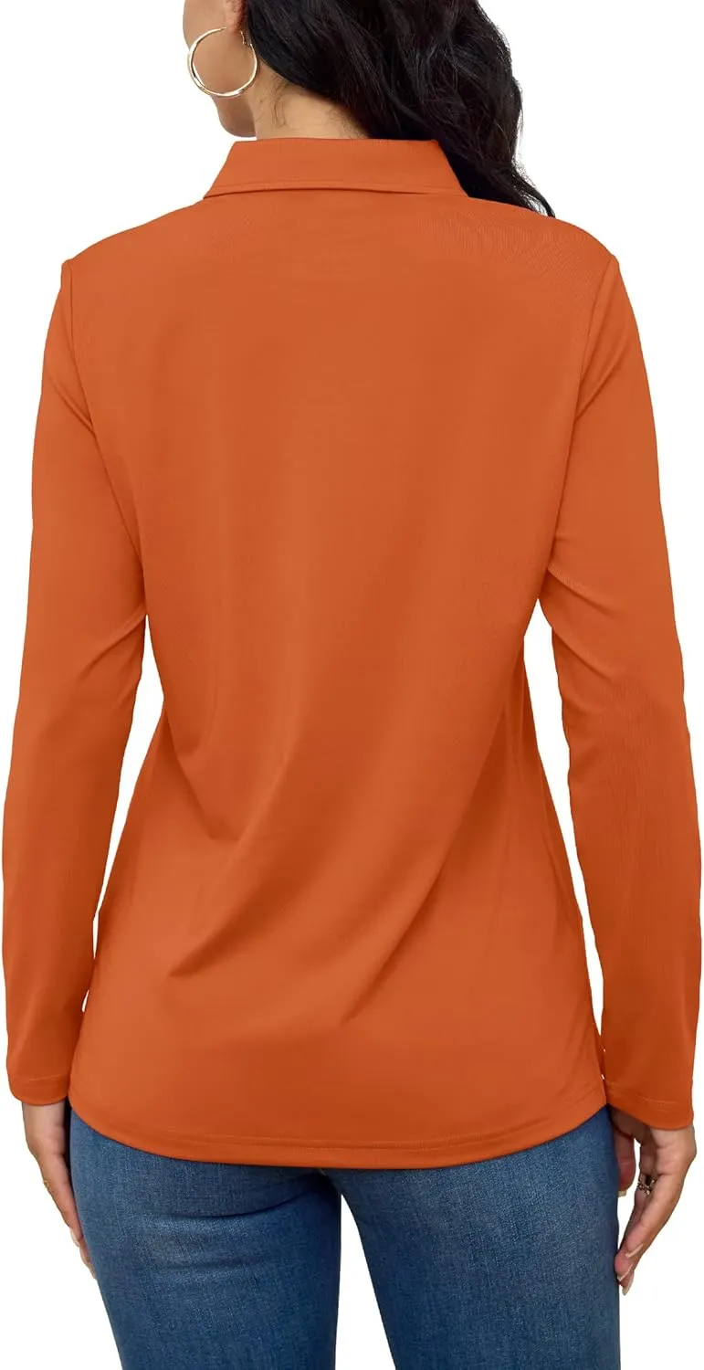 TACVASEN Polo Shirts for Women Casual T-Shirts Long Sleeve Golf Tops