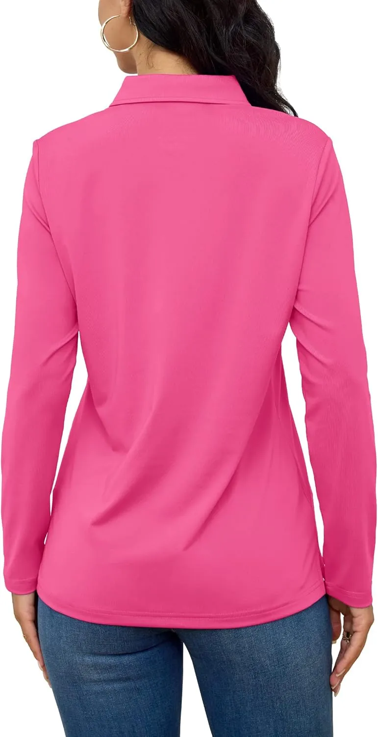 TACVASEN Polo Shirts for Women Casual T-Shirts Long Sleeve Golf Tops