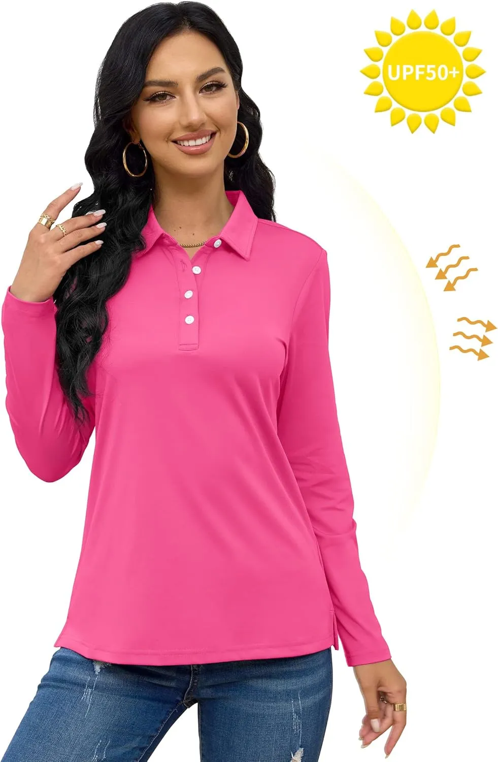 TACVASEN Polo Shirts for Women Casual T-Shirts Long Sleeve Golf Tops