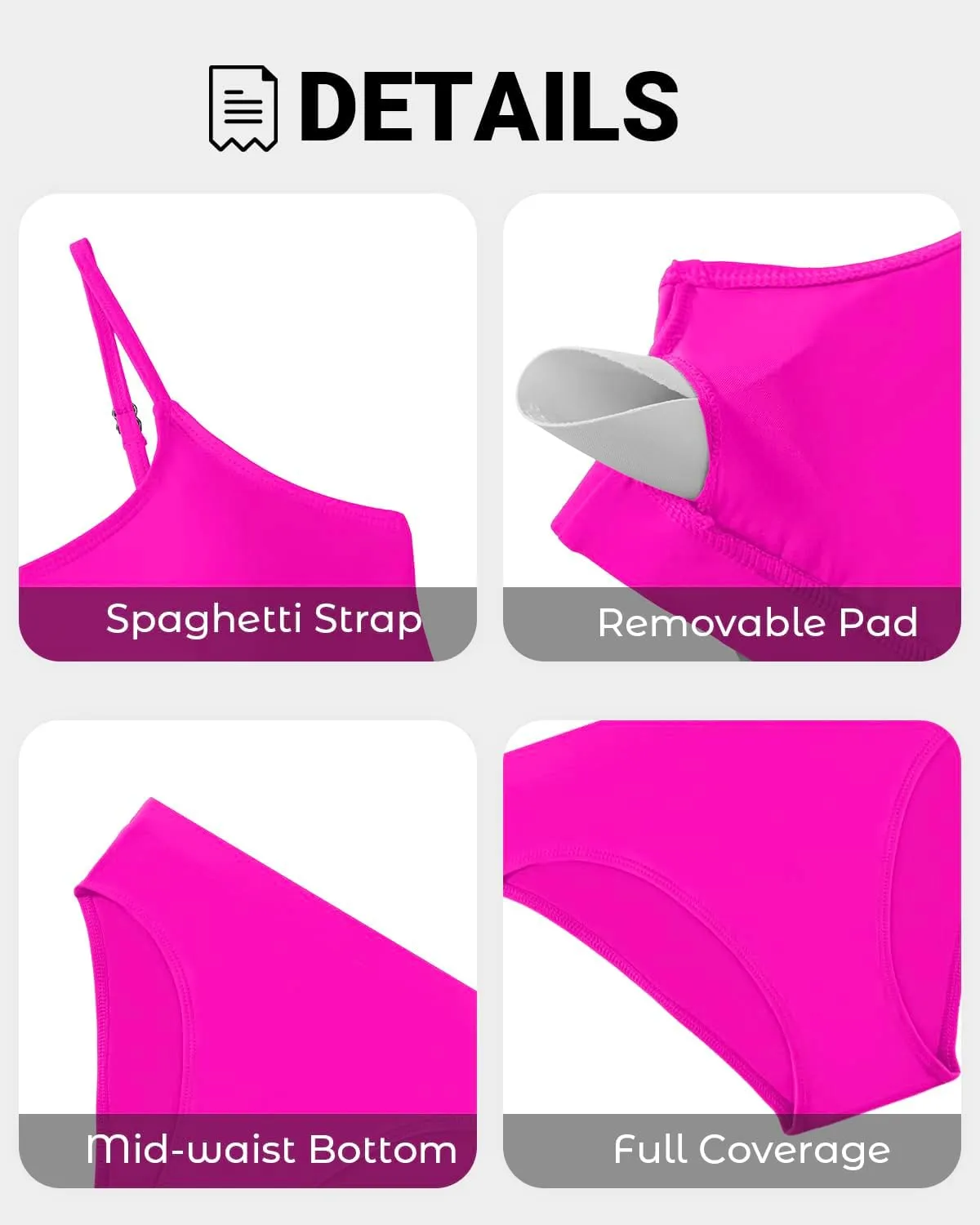 Tempt Me Women High Waisted Bikini Set Athletic Two Piece Swimsuits Sporty High Cut Bathing Suit with Scoop Neck