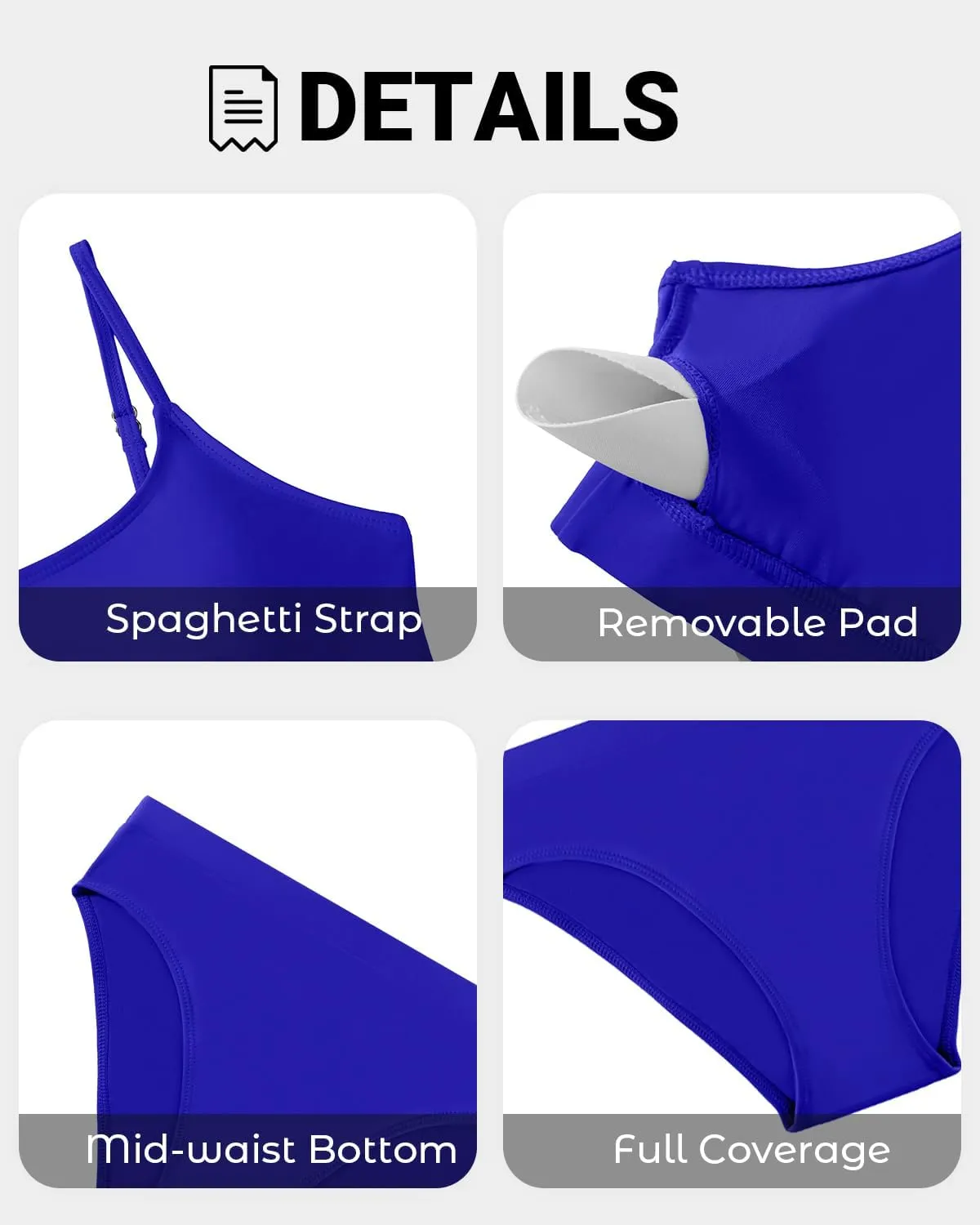 Tempt Me Women High Waisted Bikini Set Athletic Two Piece Swimsuits Sporty High Cut Bathing Suit with Scoop Neck