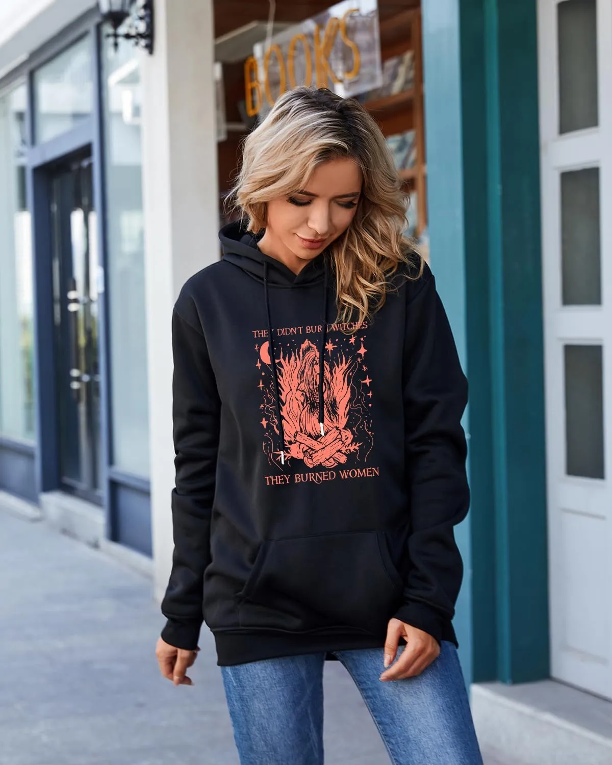 They Didn't Burn Witches They Burned Women Hoodie Unisex Feminist Witch Graphic Print Pullover Hooded Sweatshirt