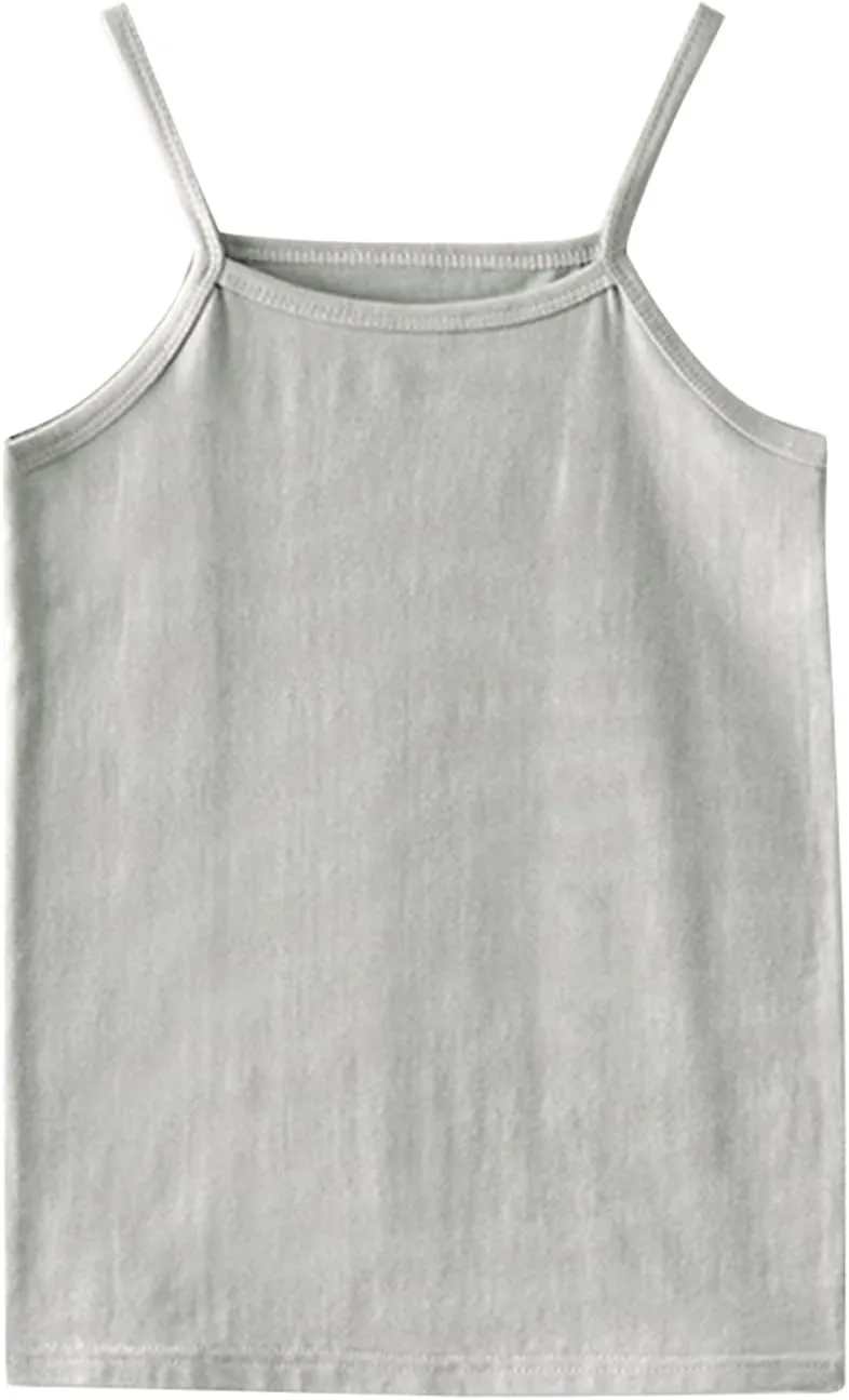 Toddler Girls Tank Tops Casual Solid Color Spaghetti Strap Sleeveless Camisoles Kids Summer Undershirt Vest Clothes