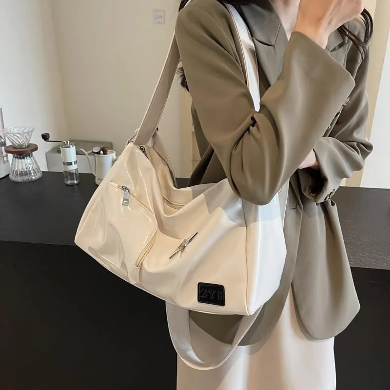 Tote Bag Soft PU Leather Large Capacity Bucket Shoulder Bag Brown Casual Handbag for Women Daily Commute Travel Office Use
