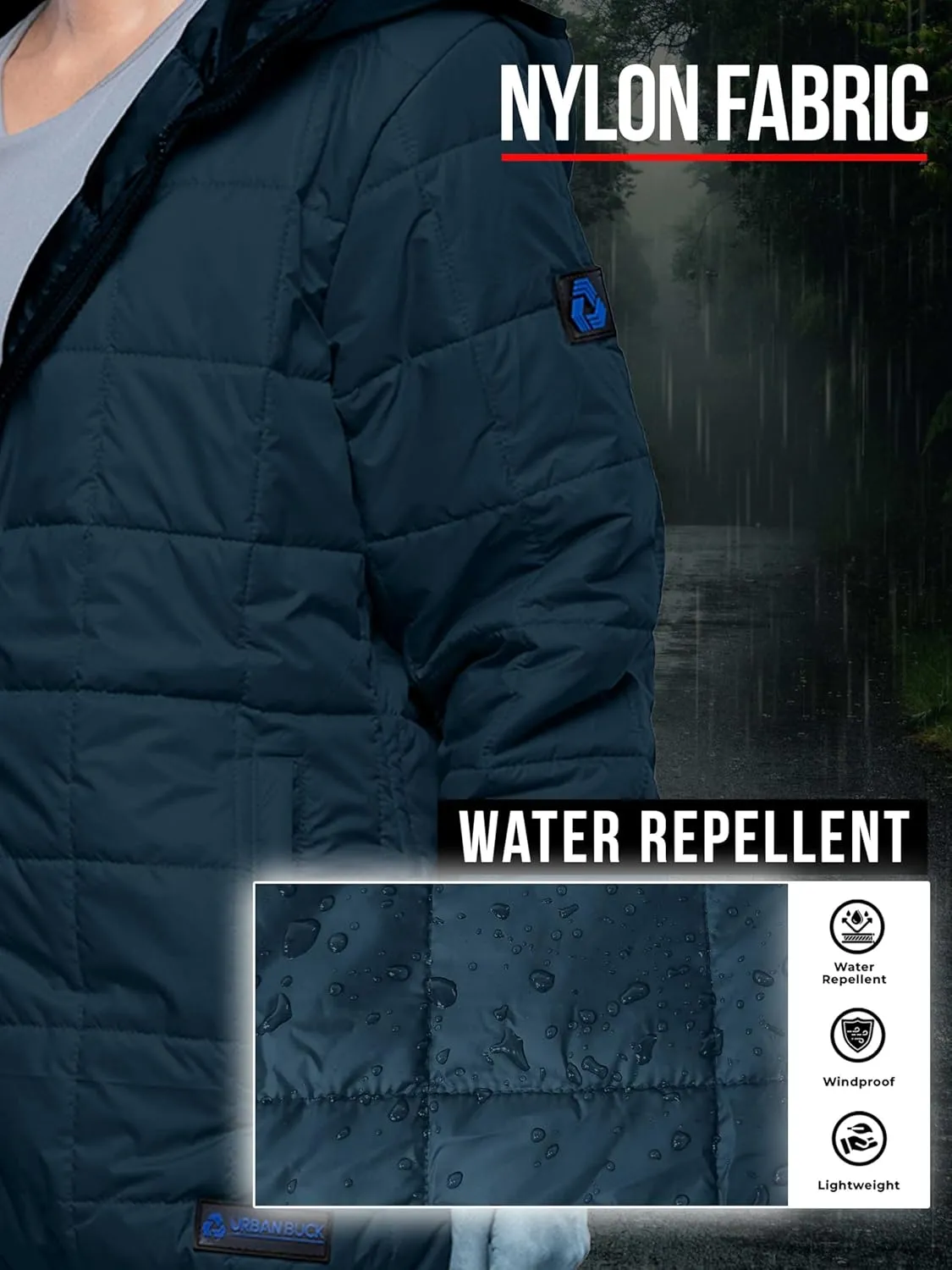 URBAN BUCK Packable Puffer Jacket Women with Hood  32 Degree Lightweight Quilted Winter Puff Foldable Jacket for Women