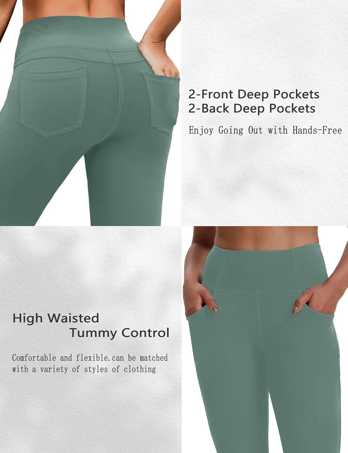 VOOVEEYA Women's Capri Leggings, Yoga Capris Pants with Pockets Stretchy Crop Pants High Waisted Straight Leg 21"