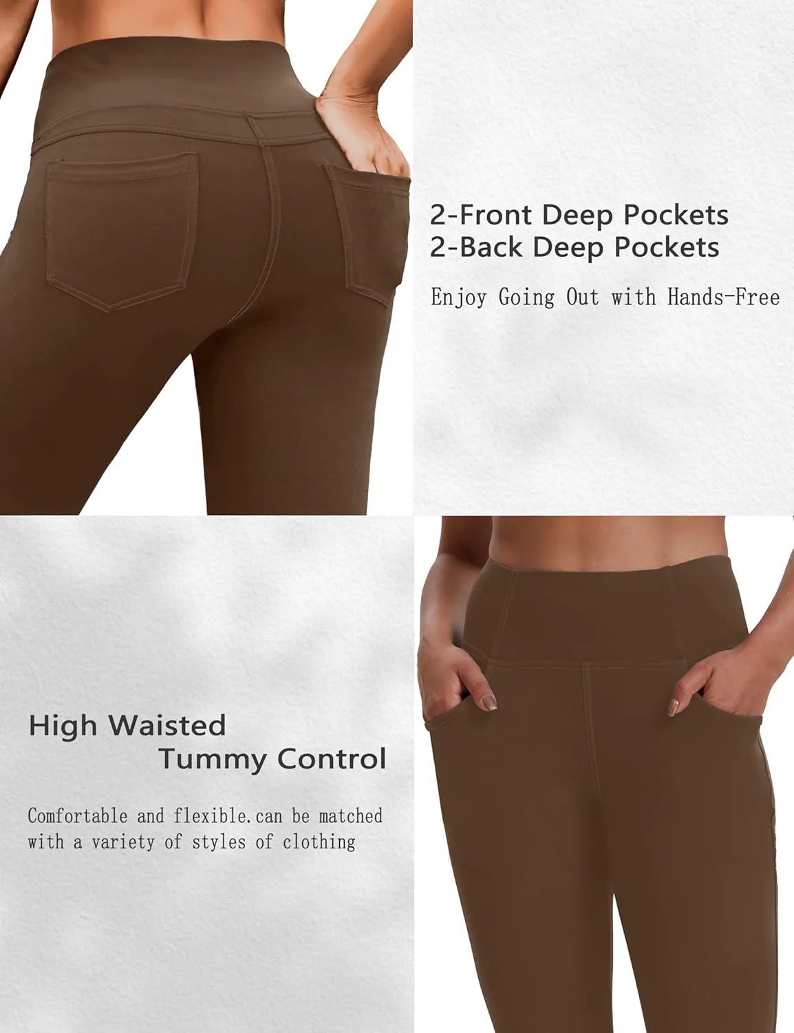 VOOVEEYA Women's Capri Leggings, Yoga Capris Pants with Pockets Stretchy Crop Pants High Waisted Straight Leg 21"