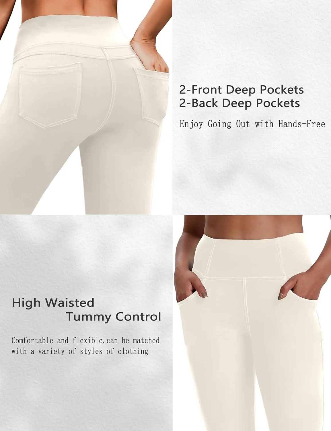 VOOVEEYA Women's Capri Leggings, Yoga Capris Pants with Pockets Stretchy Crop Pants High Waisted Straight Leg 21"