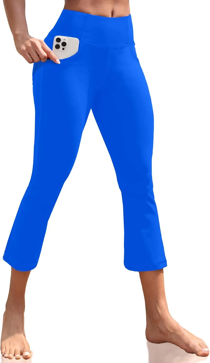 VOOVEEYA Women's Capri Leggings, Yoga Capris Pants with Pockets Stretchy Crop Pants High Waisted Straight Leg 21"