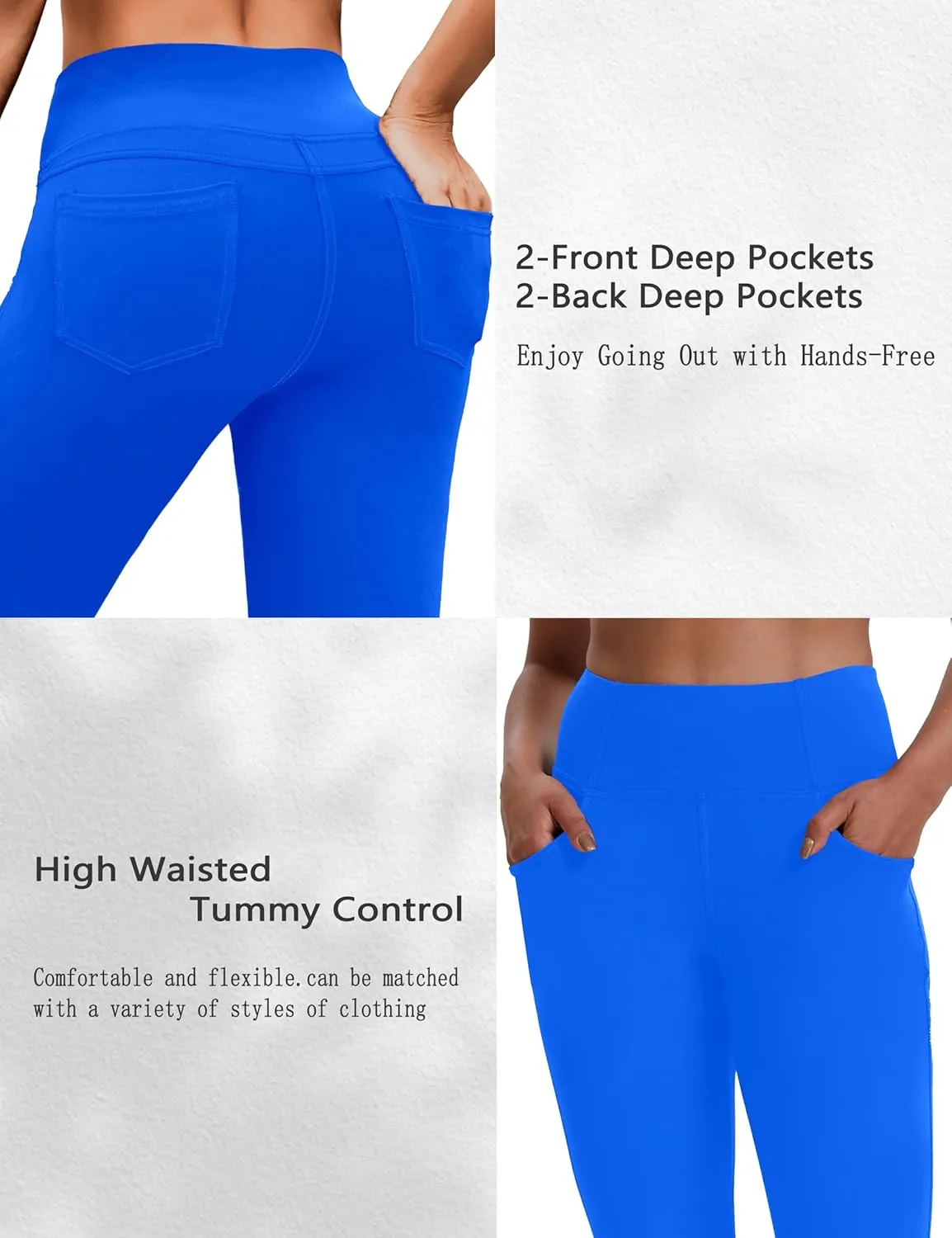 VOOVEEYA Women's Capri Leggings, Yoga Capris Pants with Pockets Stretchy Crop Pants High Waisted Straight Leg 21"