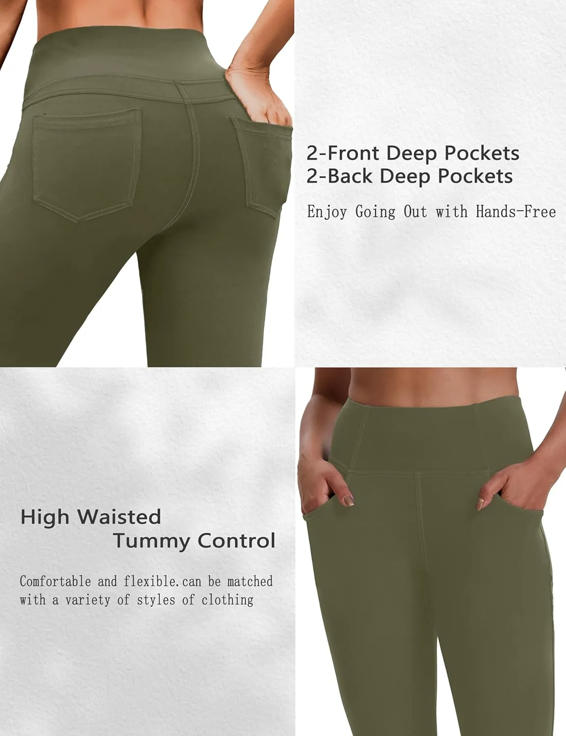 VOOVEEYA Women's Capri Leggings, Yoga Capris Pants with Pockets Stretchy Crop Pants High Waisted Straight Leg 21"