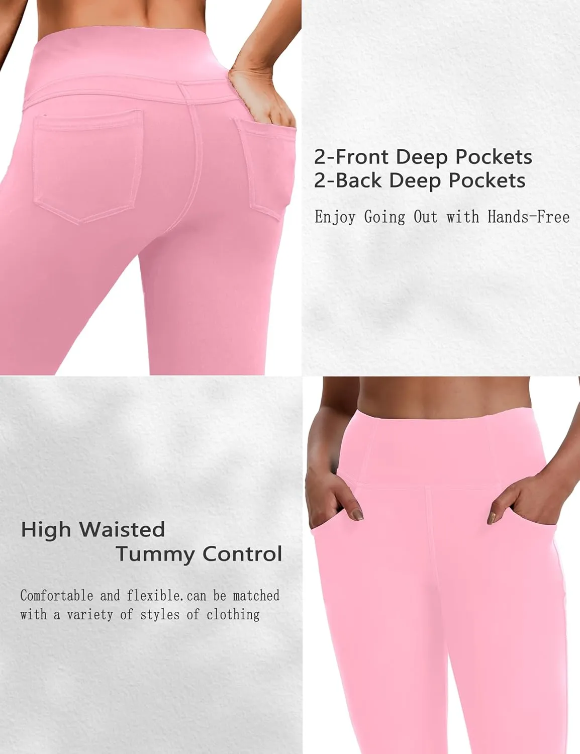 VOOVEEYA Women's Capri Leggings, Yoga Capris Pants with Pockets Stretchy Crop Pants High Waisted Straight Leg 21"