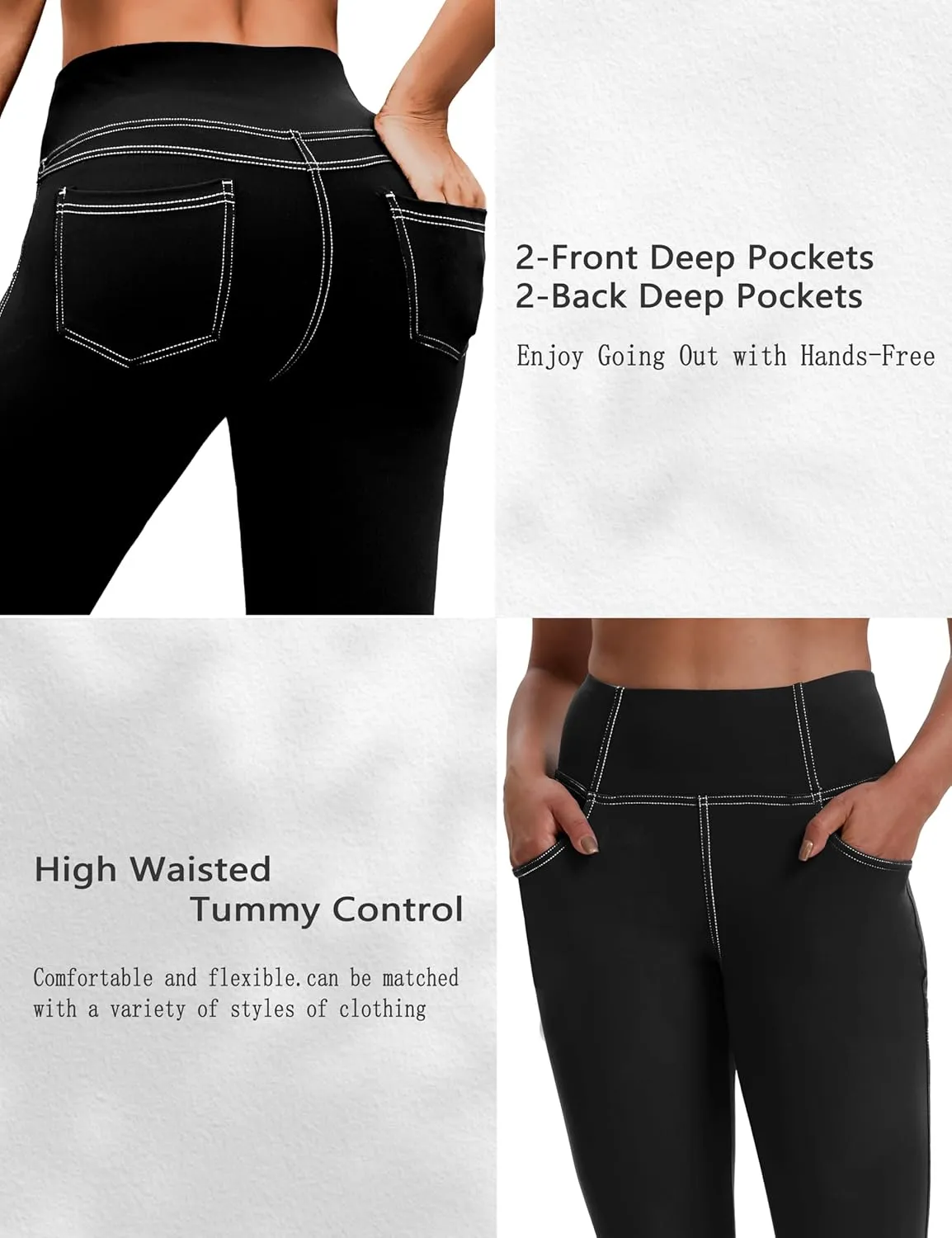 VOOVEEYA Women's Capri Leggings, Yoga Capris Pants with Pockets Stretchy Crop Pants High Waisted Straight Leg 21"