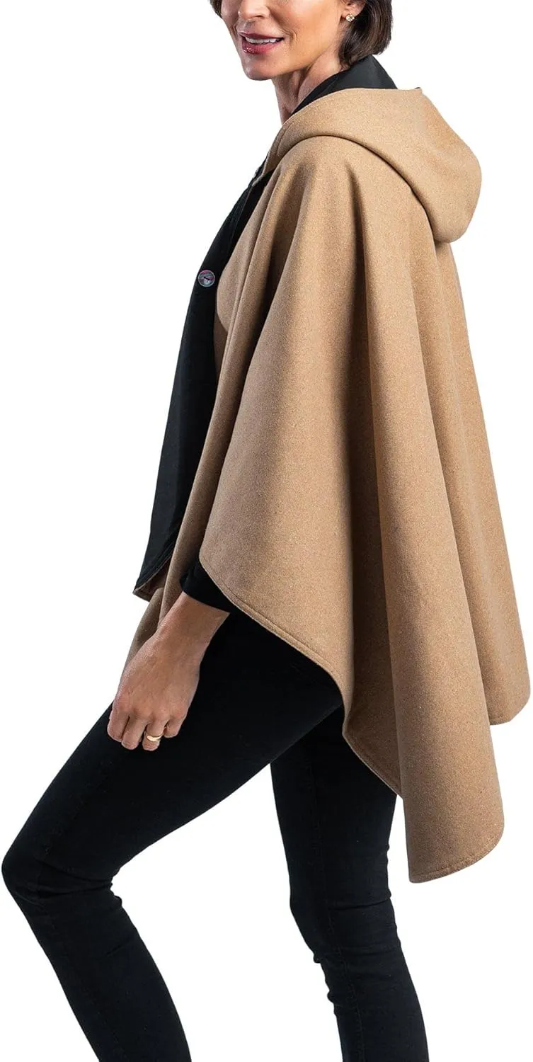 WarmCaper - Warm Rain Poncho for Women with Hood - Soft & Rainproof
