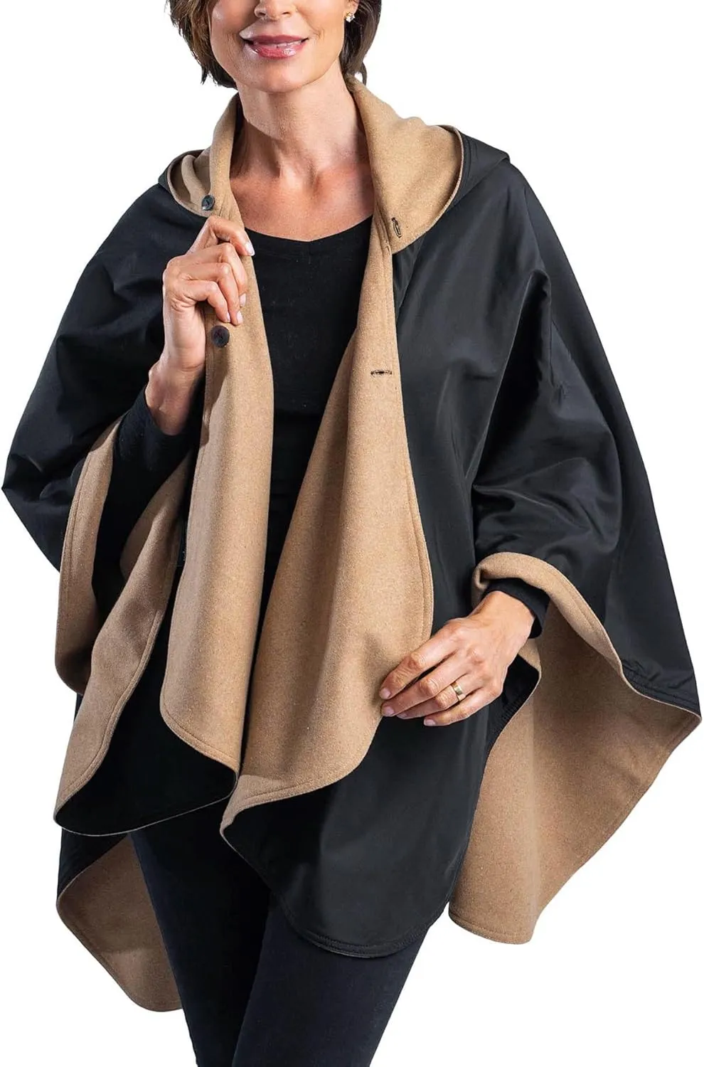 WarmCaper - Warm Rain Poncho for Women with Hood - Soft & Rainproof