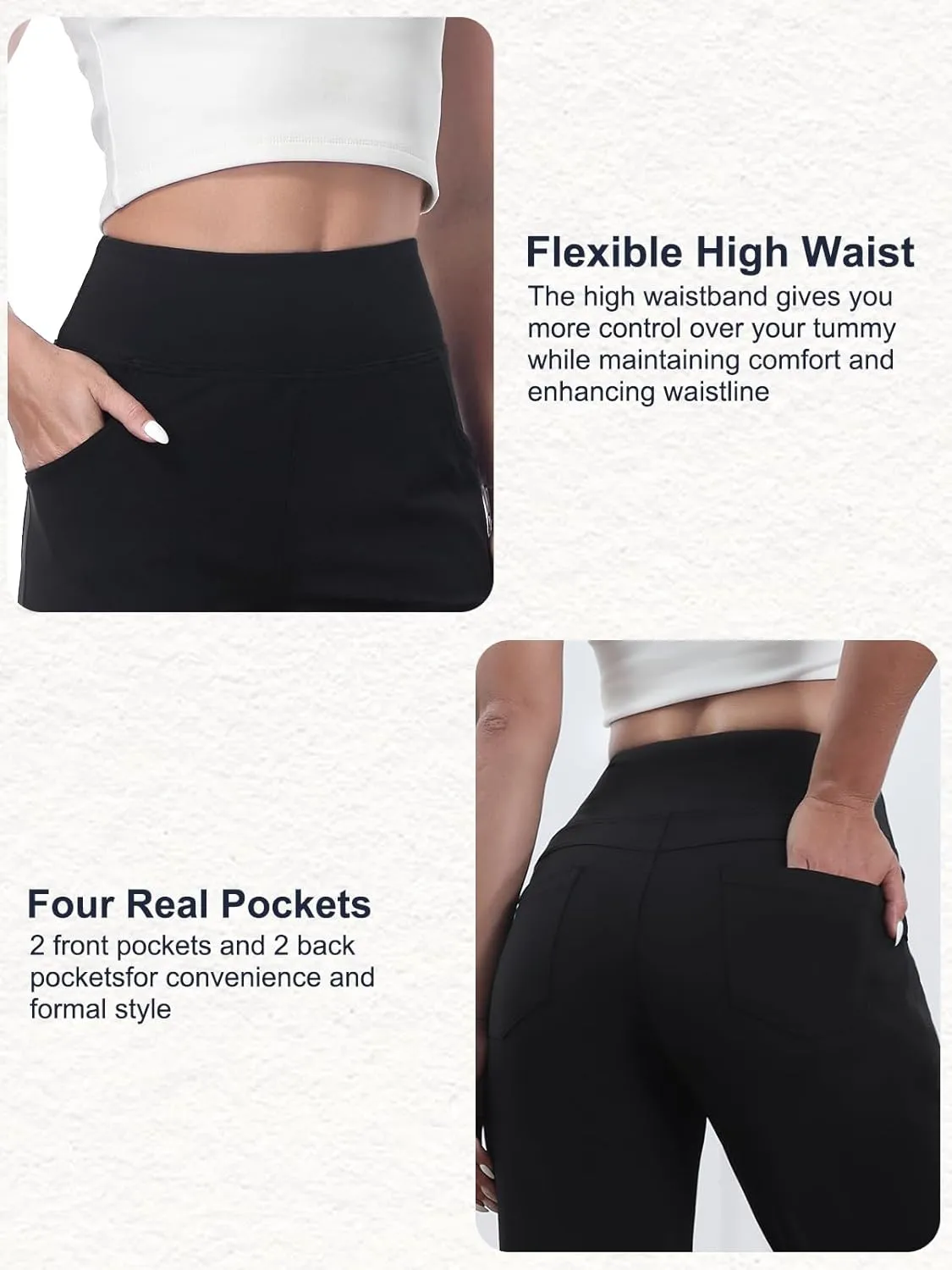 Wide Leg Pants for Woman, High Waisted Loose Casual Pull on Yoga Pants with Pockets Dress Trousers for Work/Athletic