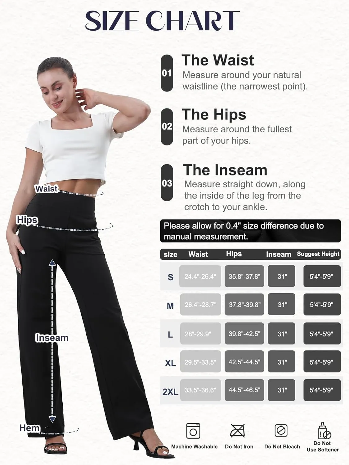 Wide Leg Pants for Woman, High Waisted Loose Casual Pull on Yoga Pants with Pockets Dress Trousers for Work/Athletic