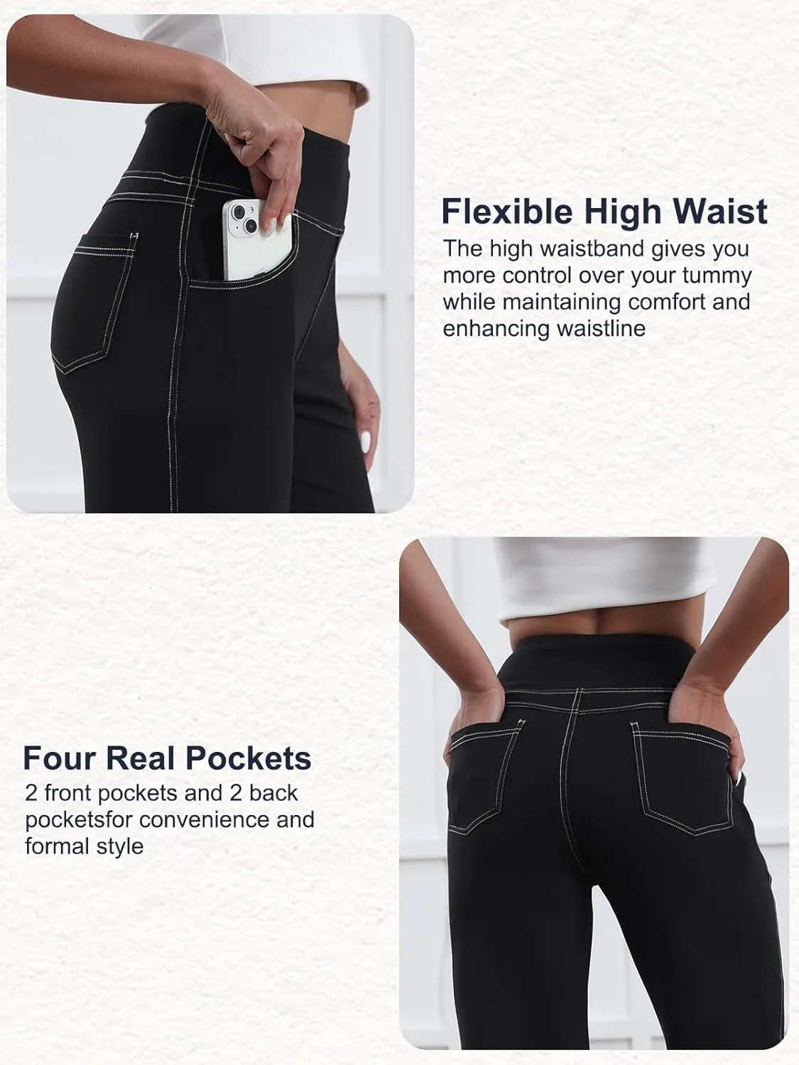 Wide Leg Pants for Woman, High Waisted Loose Casual Pull on Yoga Pants with Pockets Dress Trousers for Work/Athletic